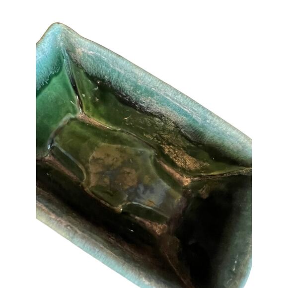 Vintage Ungemach Pottery Co Low Emerald Green Rectangular Planter Pot - Picture 6 of 8